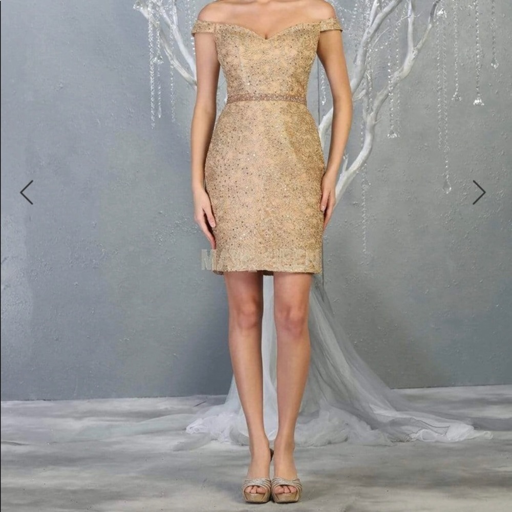 May Queen Gold cocktail dress size 10